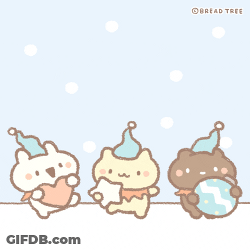 Cute Christmas Bread Tree Trio Dancing GIF
