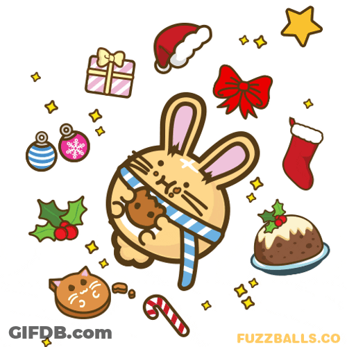 Cute Christmas Bunny Eating Cookies GIF