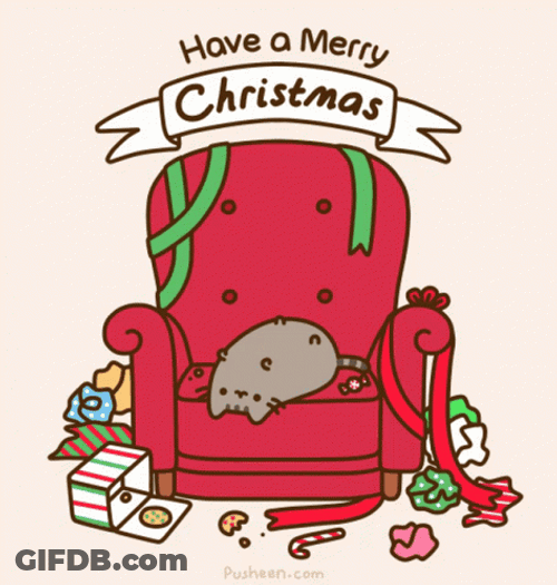Cute Christmas Chibi Cat Greetings GIF