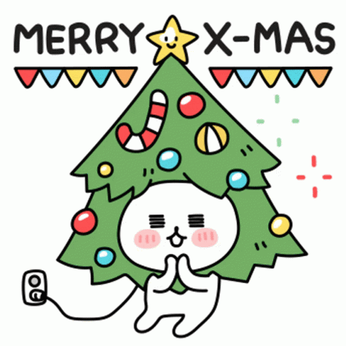 Cute Christmas Excited Kakao Bunny GIF