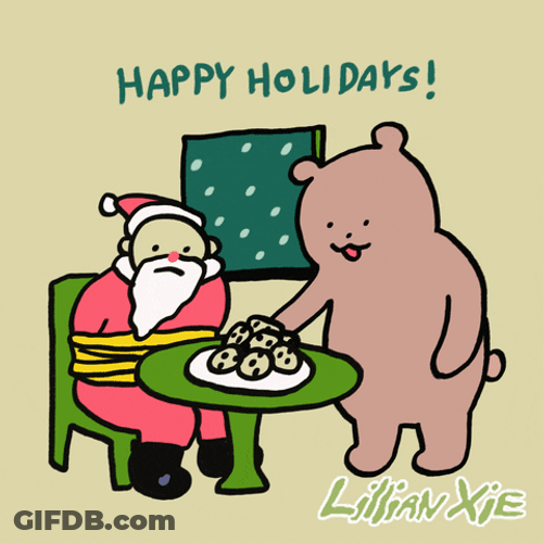 Cute Christmas Funny Bear Abducted Santa GIF
