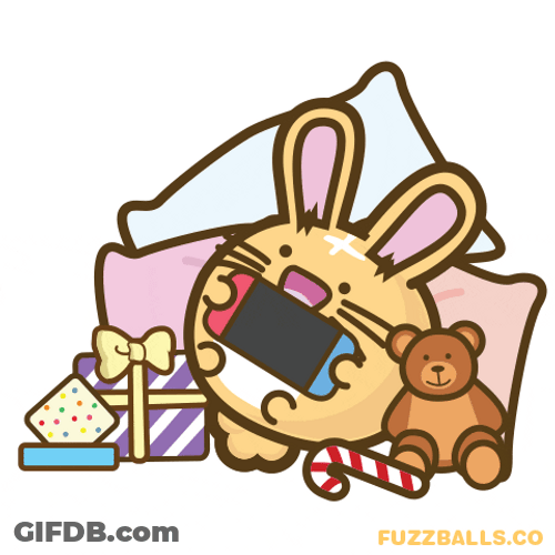 Cute Christmas Fuzz Ball Bunny Presents GIF