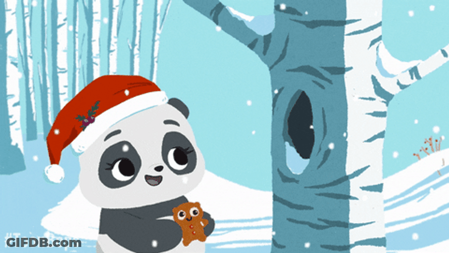 Cute Christmas Panda Giving Gifts GIF