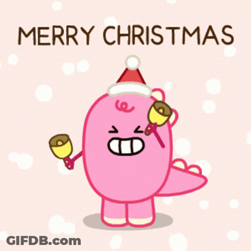 Cute Christmas Pink Dinosaur Dancing GIF