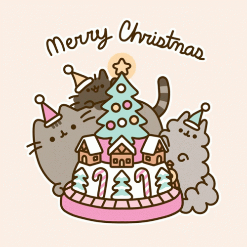 Cute Christmas Pusheen Playing Train GIF