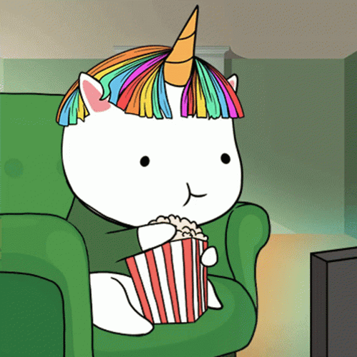 Cute Chubbicorn Eating Popcorn GIF
