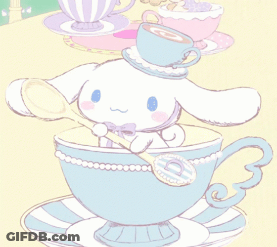 Cute Cinnamoroll Riding Tea Cup GIF