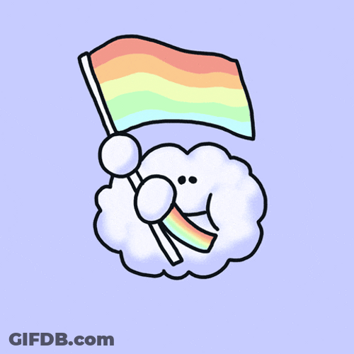 Cute Cloud Animation Waving Flag Happy Pride Month GIF
