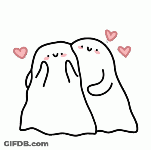 Cute Couple Ghost With Hearts GIF