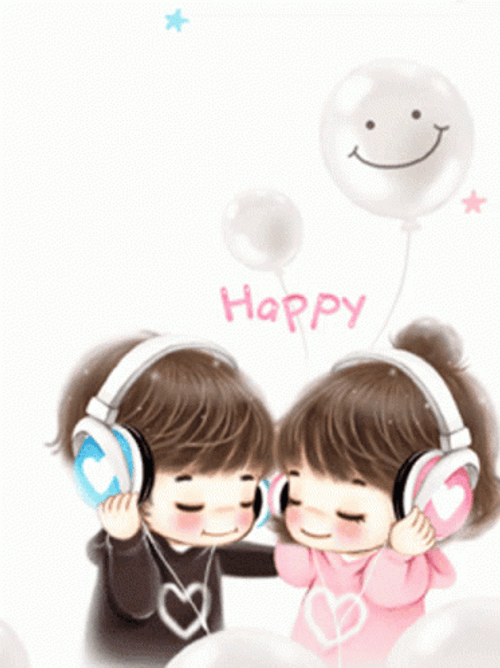 Cute Couple Listening To Music GIF