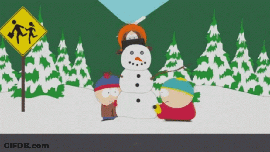 Cute Creeks Play With Snowman GIF