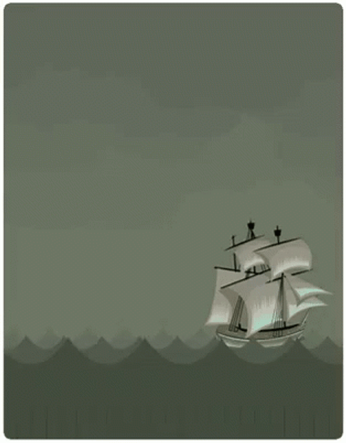Cute Cthulhu Kissing Sailing Ship GIF