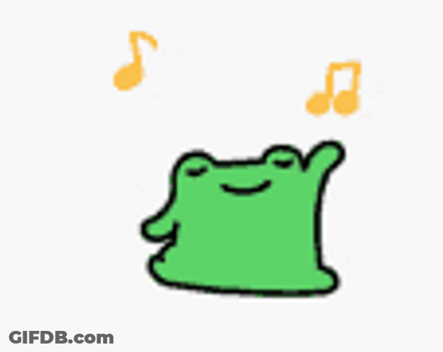 Cute Dancing Little Frog Music Notes GIF