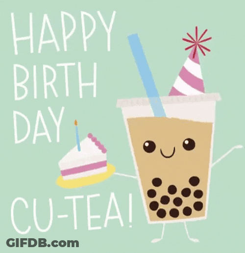 Cute Dancing Milk Tea Happy Birthday GIF