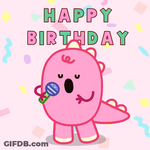 Cute Dinosally Sticker Singing Happy Birthday GIF