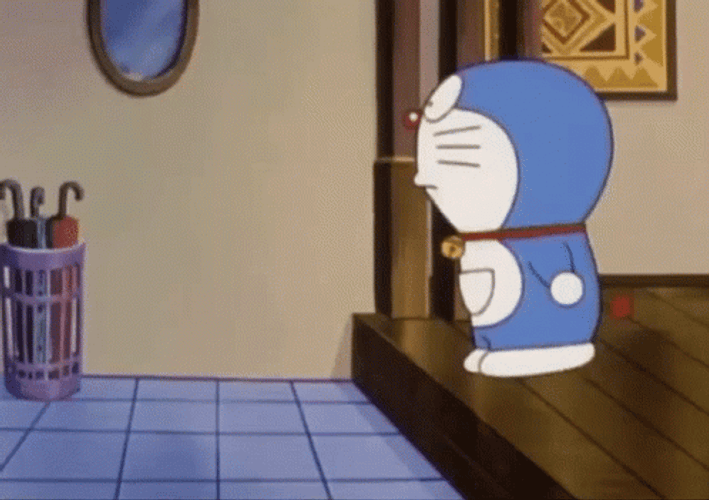 Cute Doraemon Fail Floor Fall GIF