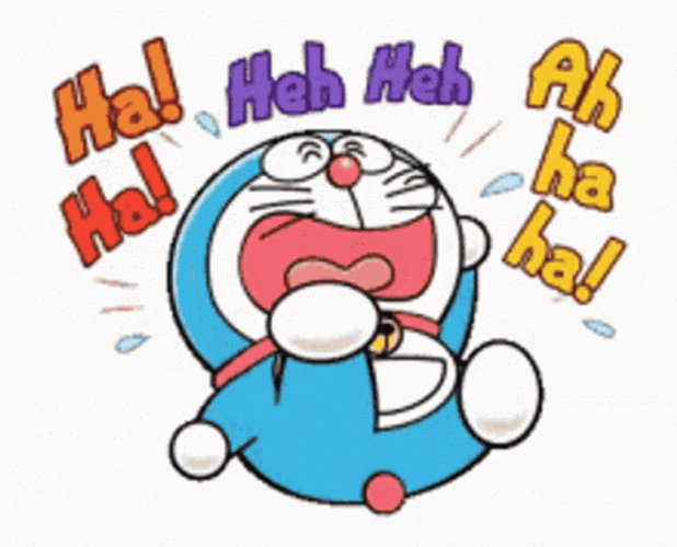 Cute Doraemon Funny Laughing Sticker GIF