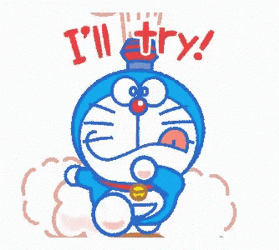 Cute Doraemon I'll Try Running GIF