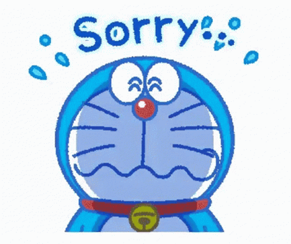 Cute Doraemon Sorry Crying Sticker GIF