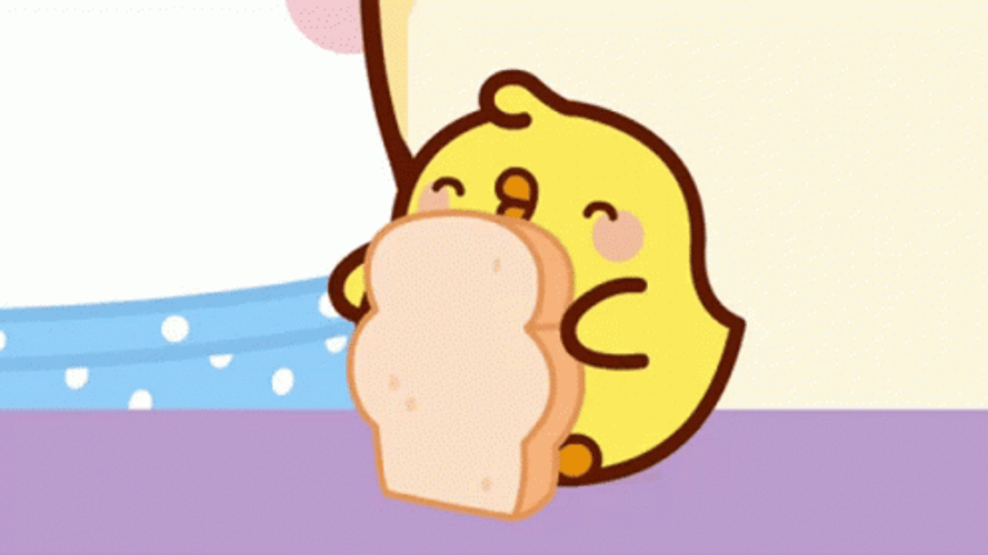 Cute Duck Eating Bread Animation GIF