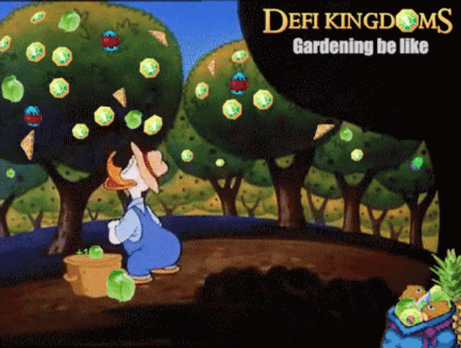 Cute Duck Gardening Fruits GIF