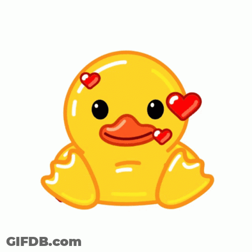 Cute Ducky Feeling Loved Hearts GIF