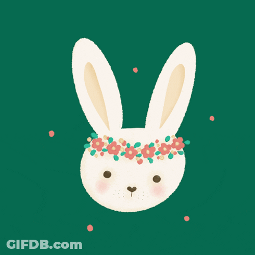 Cute Easter Bunny With Flower Band GIF