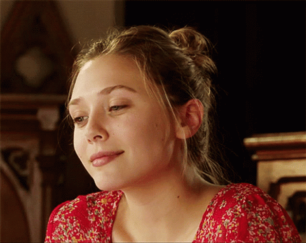 Cute Elizabeth Olsen In Bun GIF