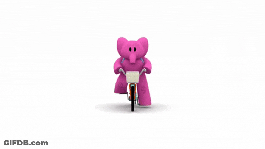 Cute Elly Pink Elephant Riding Bike GIF