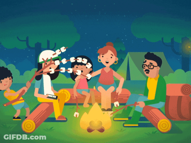 Cute Family Art Campfire Night GIF