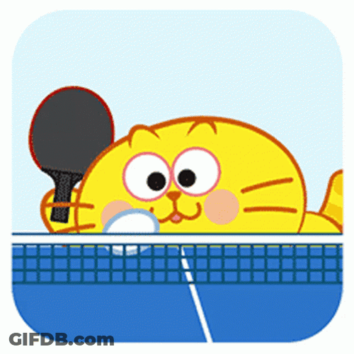 Cute Fat Cat Sticker Playing Table Tennis GIF