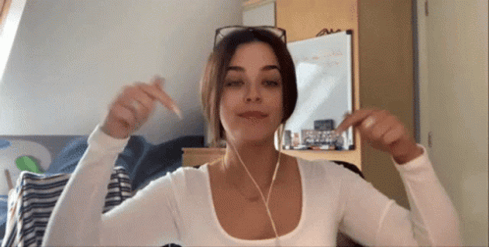 Cute Female Backhand Index Pointing Down GIF