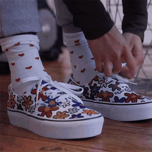 Cute Floral Shoes GIF