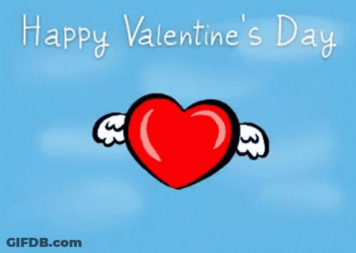 Cute Flying Heart Happy Valentines Day GIF