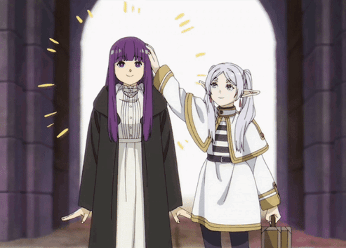 Cute Frieren Patting Fern GIF