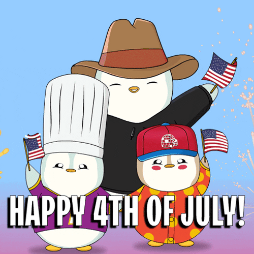Cute Fudgy Penguins Happy Fourth Of July GIF