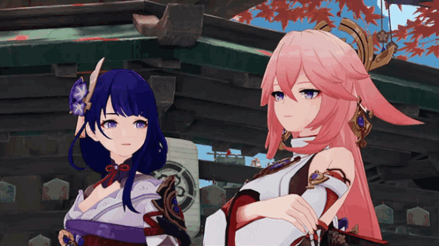 Cute Genshin Impact Raiden Yae Miko Talking GIF