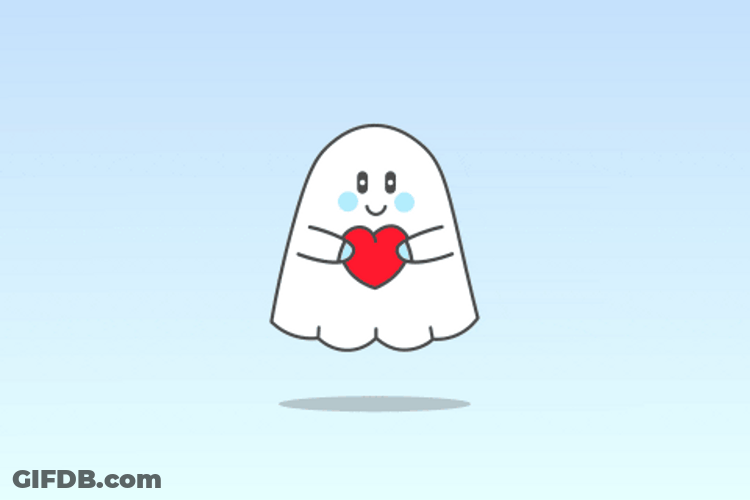 Cute Ghost Carrying Heart GIF