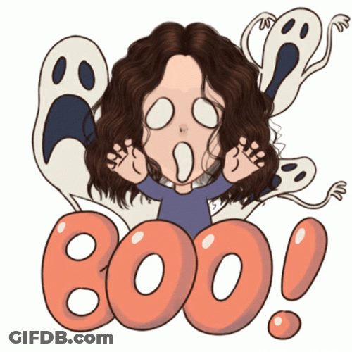 Cute Ghost Curly Woman Boo GIF