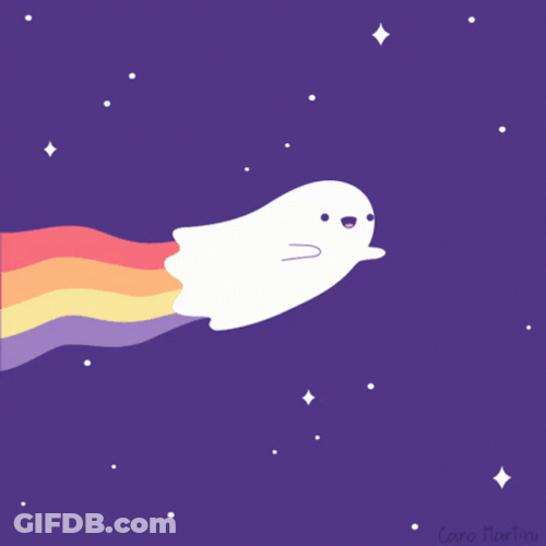 Cute Ghost With Rainbow Tail GIF