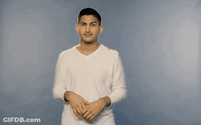 Cute Giggling Guy Eyebrows Raise GIF