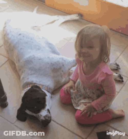 Cute Girl Dog Hug GIF