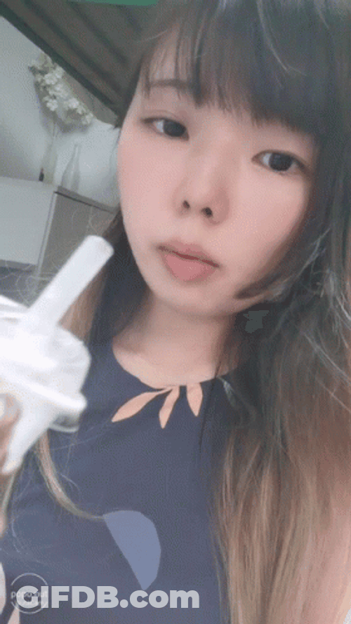 Cute Girl Drinking Boba Tea GIF