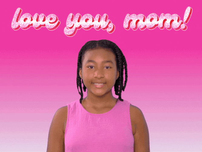 Cute Girl Heart Hand Gesture Love You Mom GIF