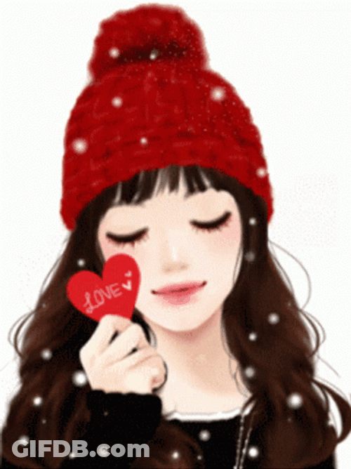 Cute Girl Holding A Heart Love GIF