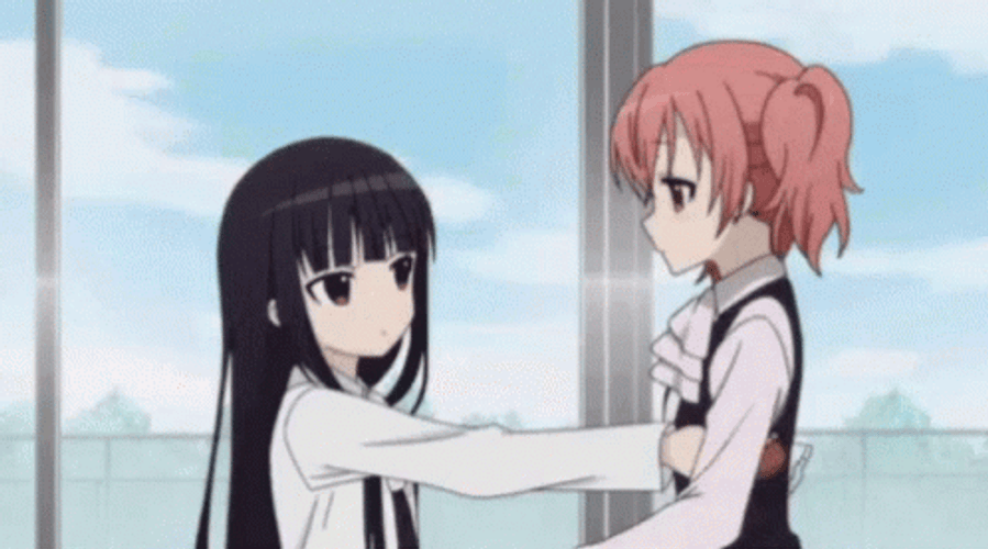 Cute Girls Anime Cuddle GIF