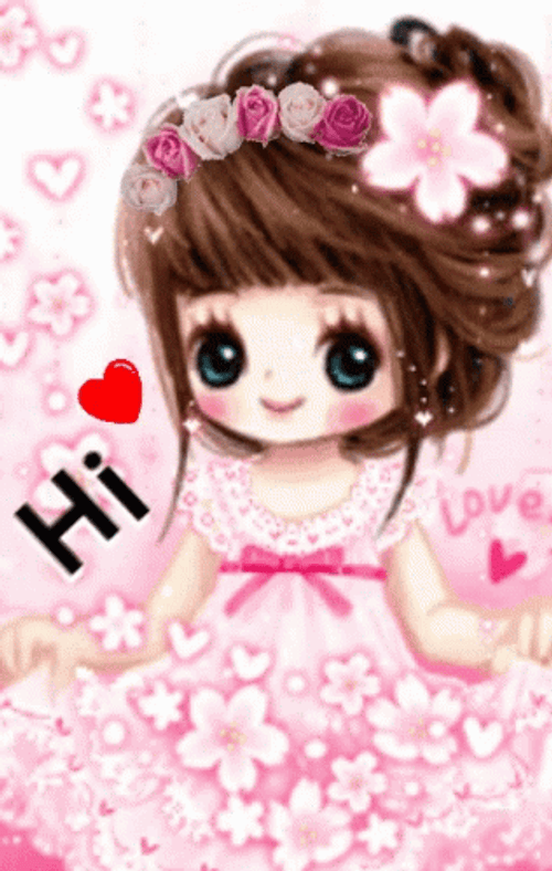 Cute Girly Girl Hi GIF