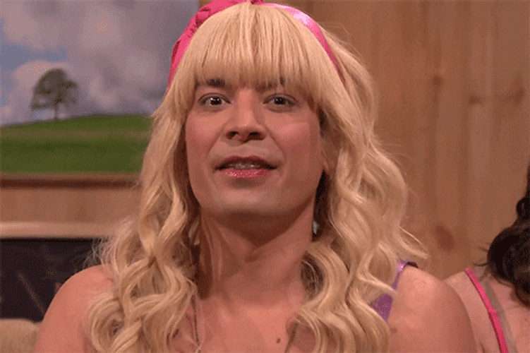 Cute Girly Jimmy Fallon Blonde Wig GIF