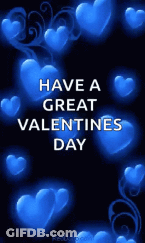 Cute Gliding Blue Hearts Happy Valentines Day GIF
