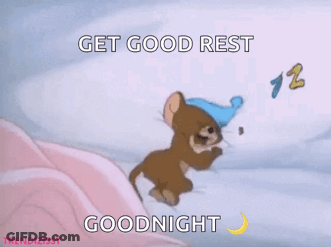 Cute Good Night Jerry Mouse Sleeping GIF
